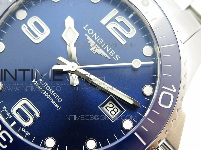 Conquest L3.840.4.56.6 Real Ceramic Bezel SS ZF 1:1 Best Edition Blue dial On SS Bracelet A2824
